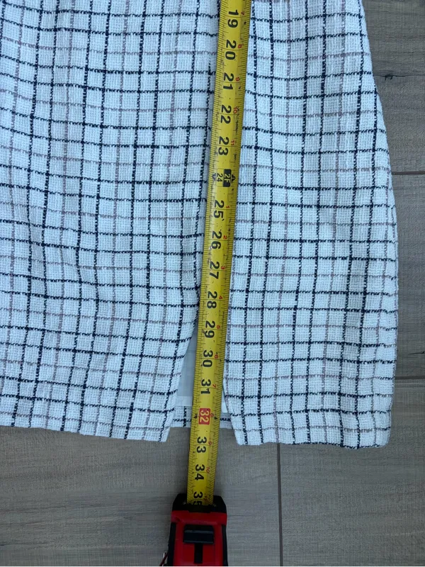 Abercrombie & Fitch Black White Tweed Square Neckline Sleeveless Mini Dress L - Image 9