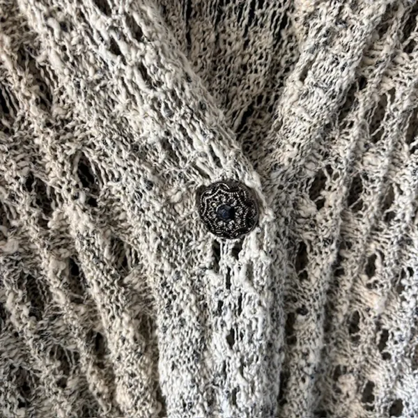 Soft Surroundings 4X Open Knit Beige Duster Cardigan Long Sleeve One Button Boho - Image 5
