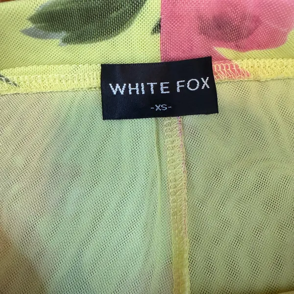 White Fox Boutique Yellow Straight-Leg Pants with Pink Floral Print - Image 5