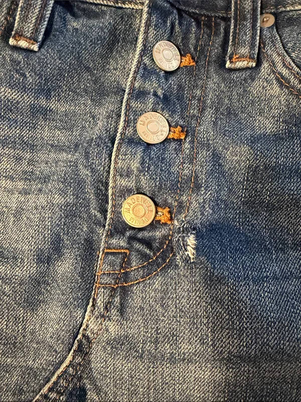 Madewell Blue Distressed Button-Front Denim Mini Skirt - Image 4