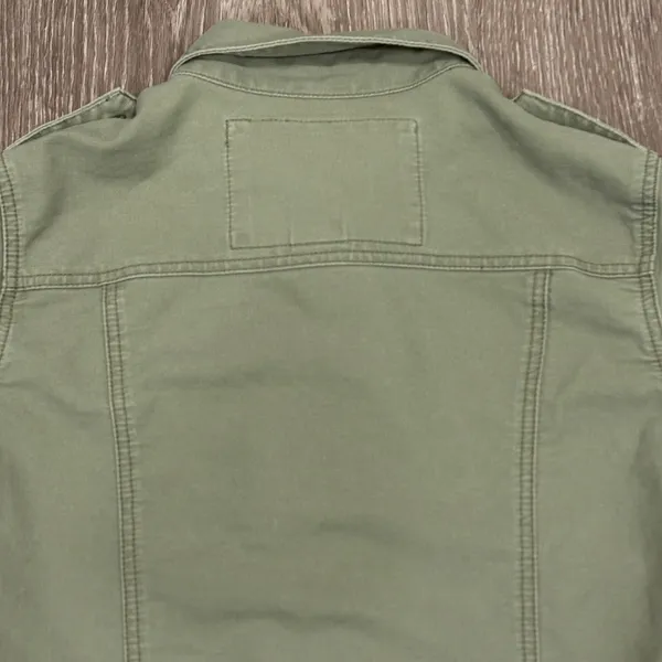 VTG 00s Hollister Co Olive Green Military Utility Jacket Size M Button Up Cotton - Image 10