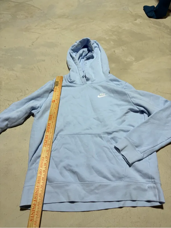 Nike Light Blue Hoodie with White Swoosh Logo medium - Image 5