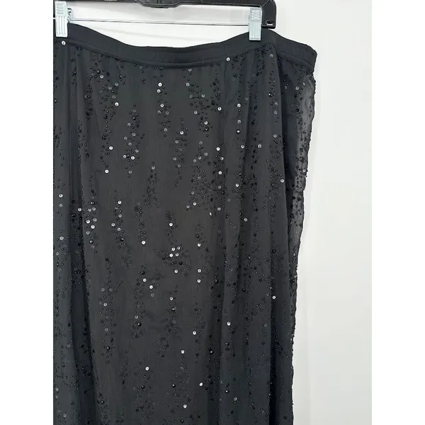 Soft Surroundings Black‎ Sequin Maxi Skirt Size 1X Flowy Party Witchy Whimsigoth - Image 3