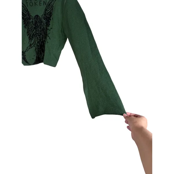 Hot Topic Sleep Token Green Cropped Knit Sweater Bell Sleeve Large - Image 3