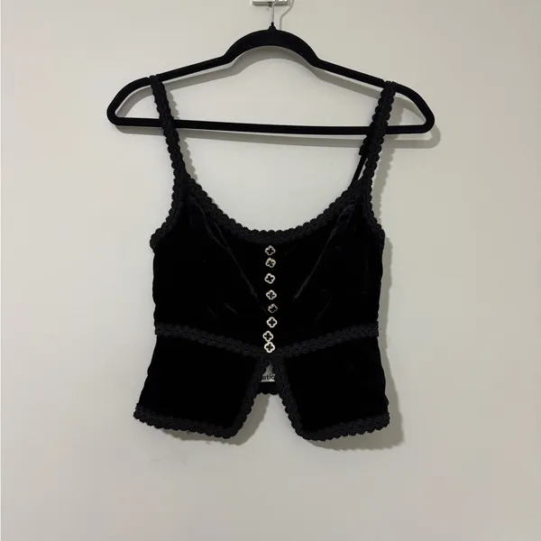 NWT Reformation Minna Velvet Top Black Size 0 - Image 2