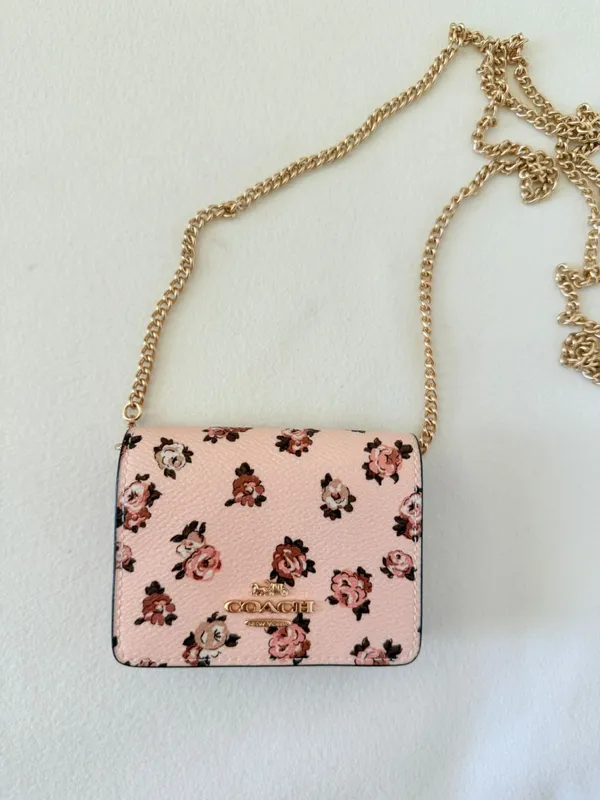 coach Mini Wallet On A Chain With Rosette Print cz022 - Image 2