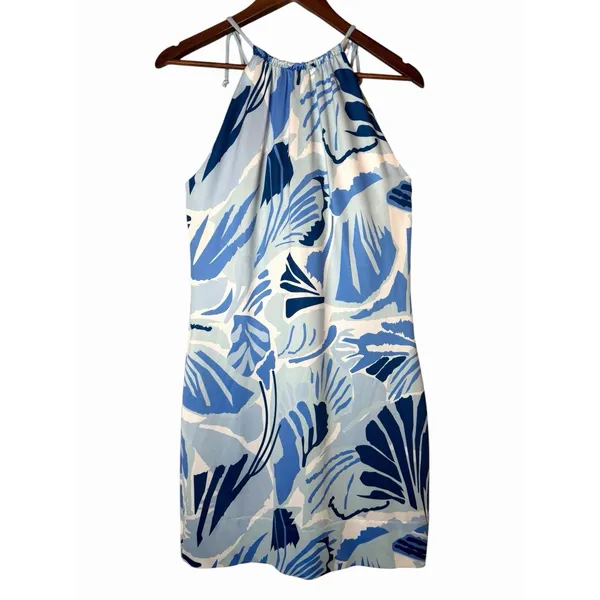 Gretchen Scott Mystic Garden Turquoise Halter Tassel Tie Dress Blue Small - Image 8