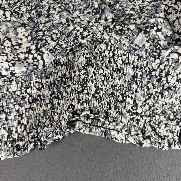 Abercrombie & Fitch Blouse Womens Small Blue Floral Smocked Long Sleeve Crop Top - Image 2