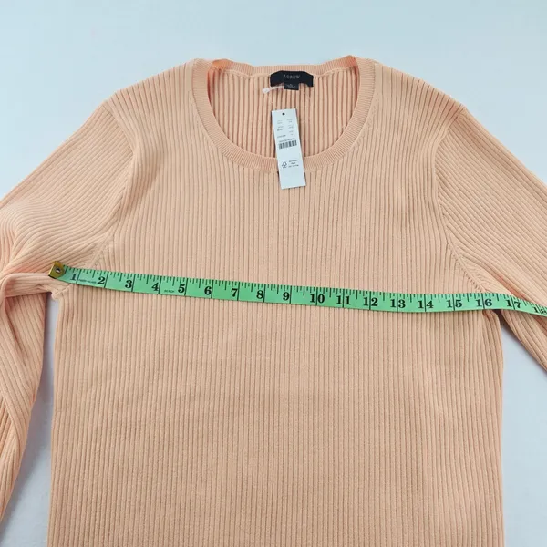 J. Crew‎ NWT Womens Ribbed Knit Sweater Long Sleeve Crew Neck Peach Orange Large - Image 7