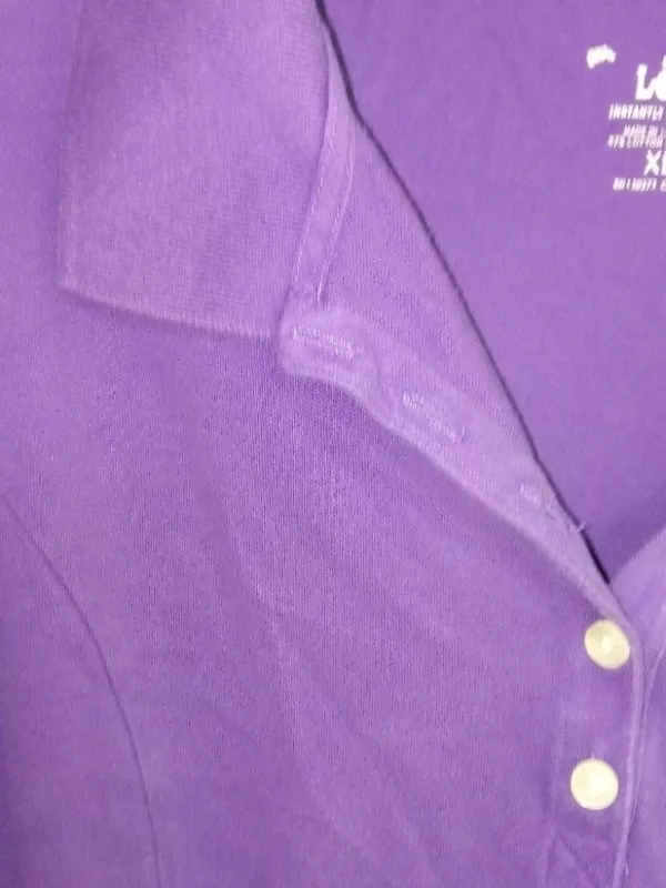 Lee Riders XL Fitted Short Sleeved Slimming Polo Top in Purple - Image 3
