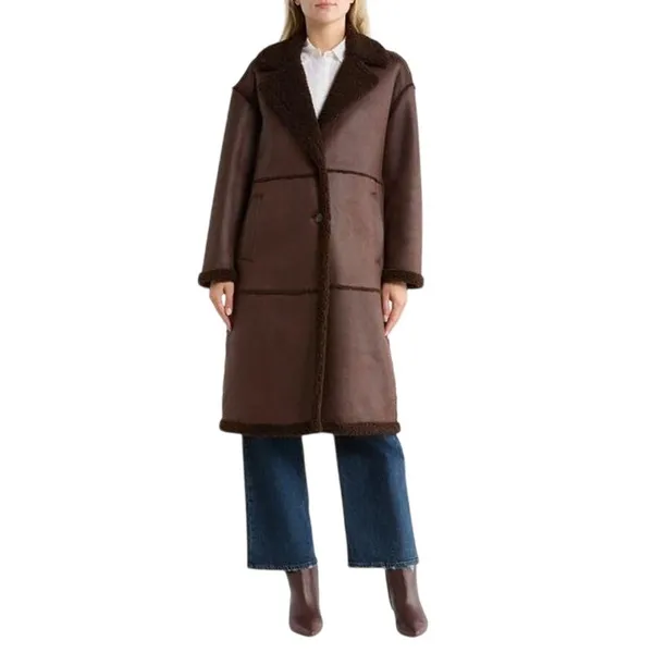 BCBGeneration Faux Shearling Lined Retro Coat Size XL - Image 2