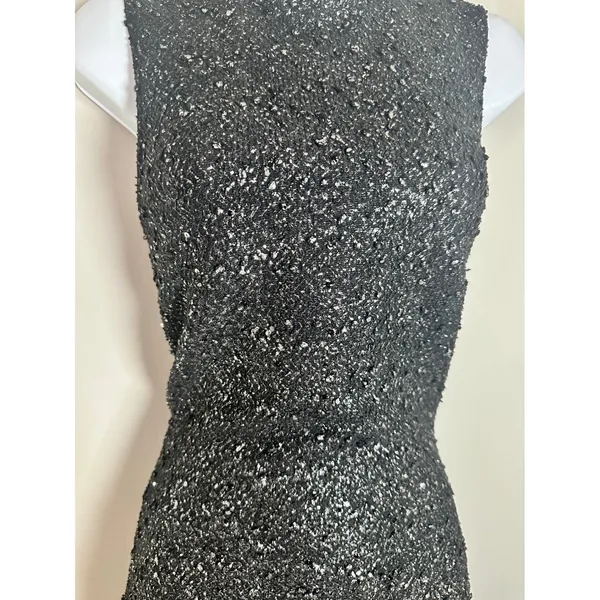 Vero Moda MONIA Black Silver Metallic Textured Mock Neck Mini Dress Size 34 6 - Image 4