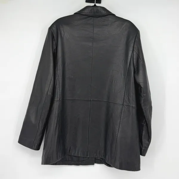 Excelled Collection Women's L Black Genuine Leather Blazer Jacket Y2K - Image 2