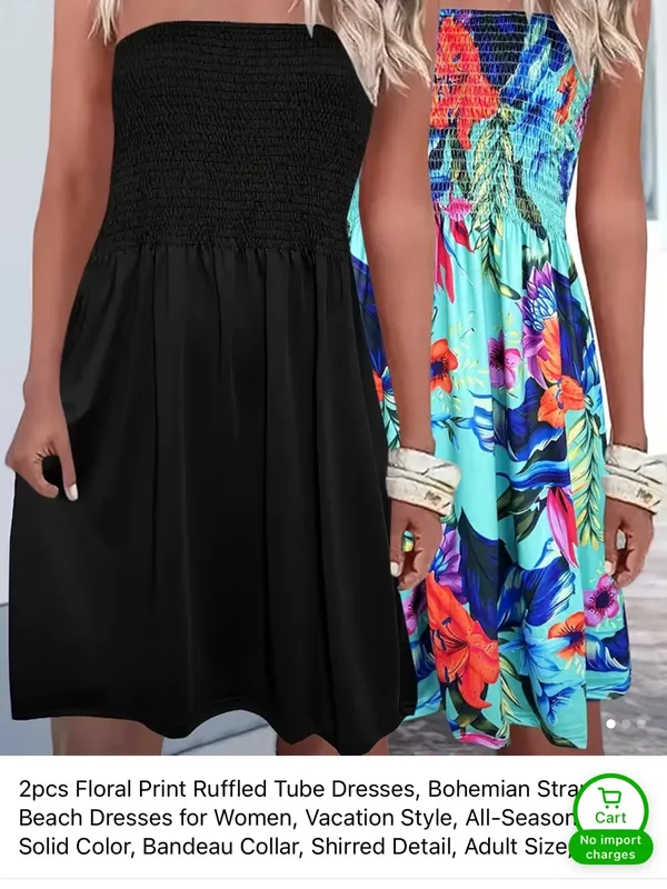 Tropical Turquoise Floral Midi Skirt with Smocked Waist - Image 2