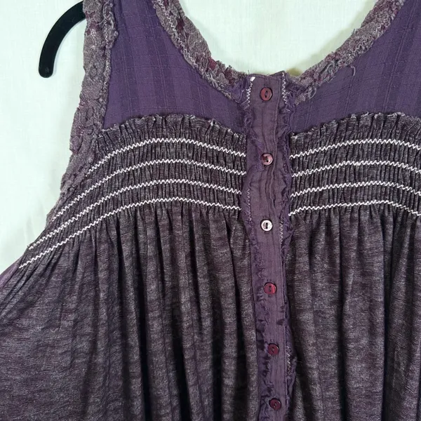 Free People Sea Breeze Dark Purple S Sleeveless Tunic Tank Boho Grunge Oversized - Image 8