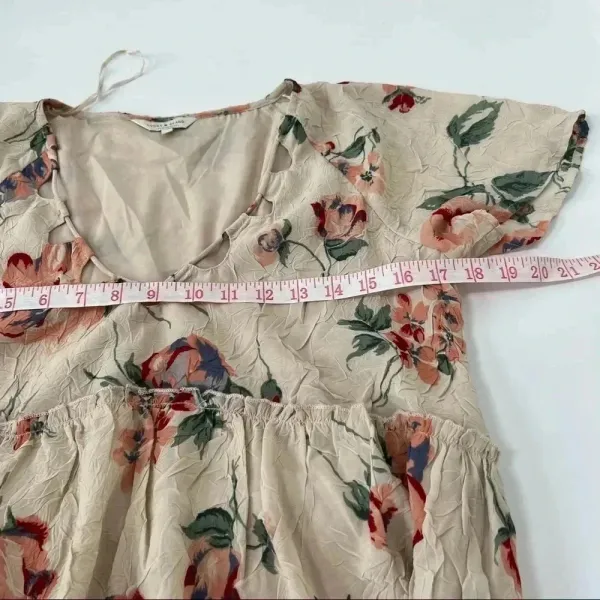 LUCKY BRAND Women's Pink Floral Flutter short sleeve Top S - Image 8