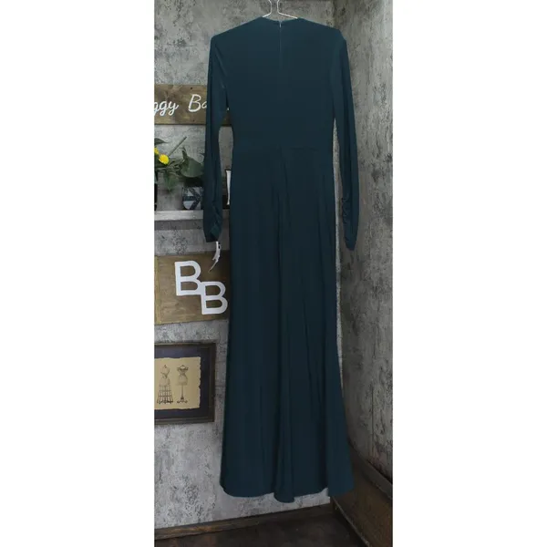 Betsy & Adam Womens Long-Sleeve Dress with Slit A25412 Pine Green 6 - Image 2