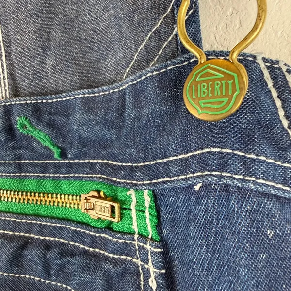 Liberty Denim Overalls — Women's Size 20‎ Tall Green Zip Accent Carpenter Style - Image 5