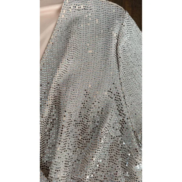 JM Studio‎ by John Meyer Metallic Sequin Wrap Dress Gold Size 14 Long Sleeve - Image 11
