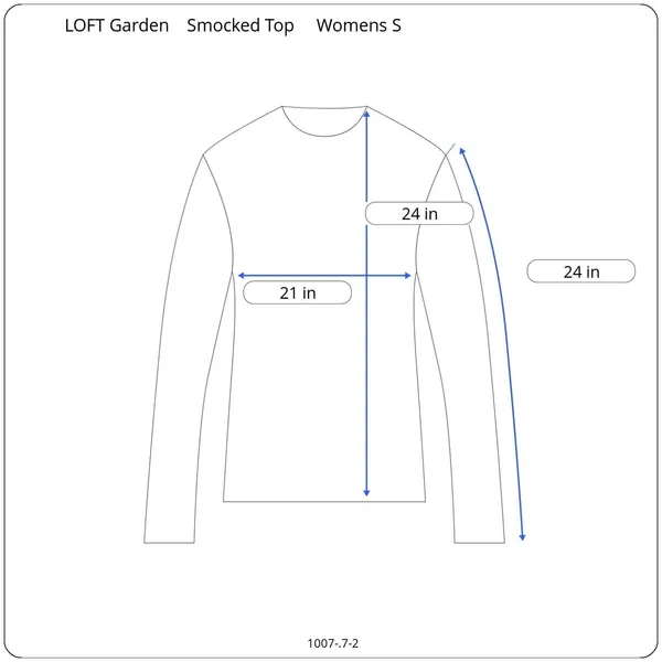 LOFT Garden Floral Top Women S Green Blue Long Sleeve Shirred Yoke Blouse Career - Image 7