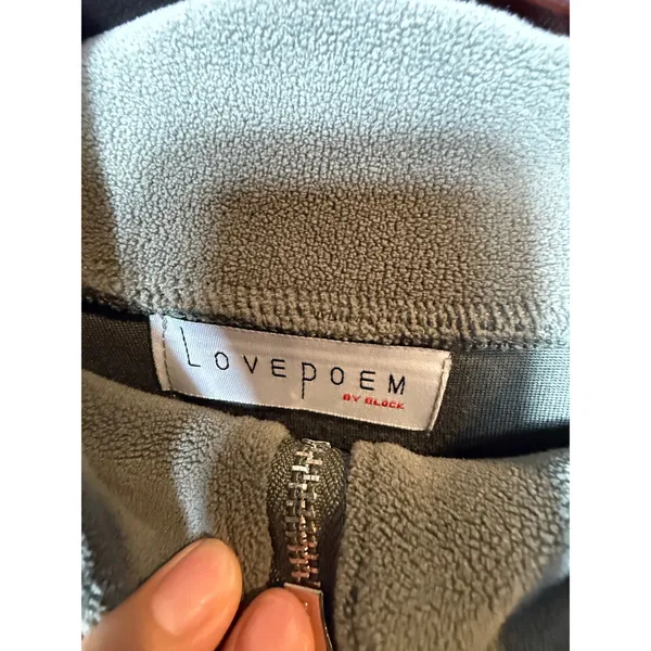Love Poem by Block Skylar-1 Cropped Fleece Zip-Up Jacket Gray Sage M - Image 5