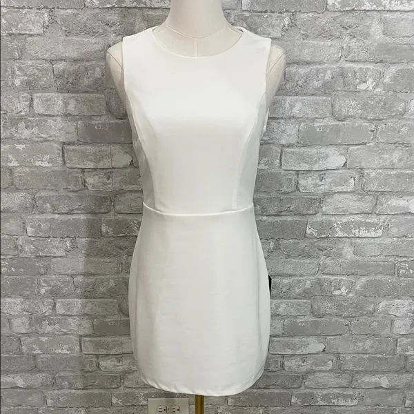 Lulus CONFIDENT CUTIE WHITE TIE BACK SLEEVELESS MINI DRESS - Image 2