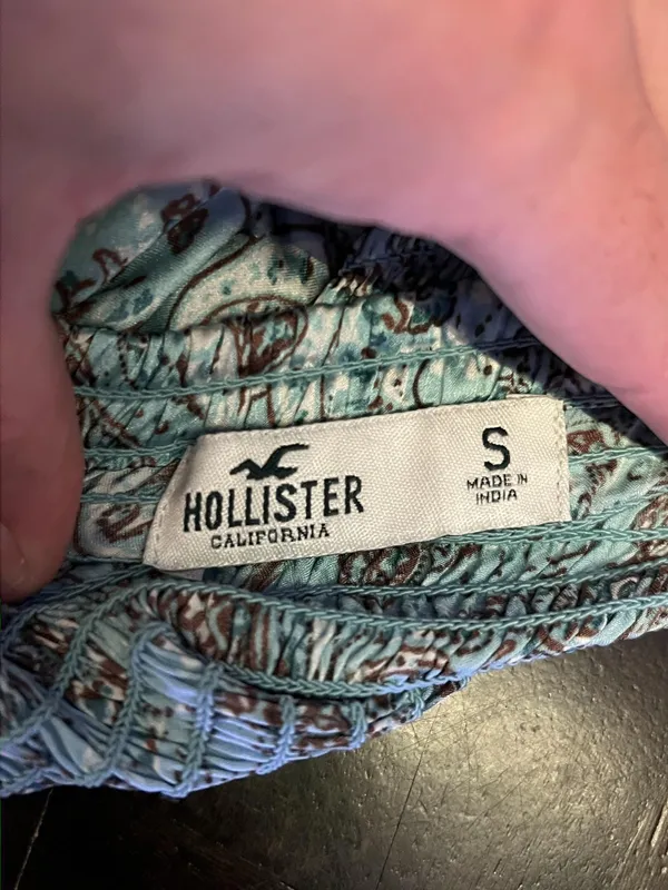 Hollister Tank Top Womens Small Blue Paisley Satin Square Neck Cami Cropped - Image 5