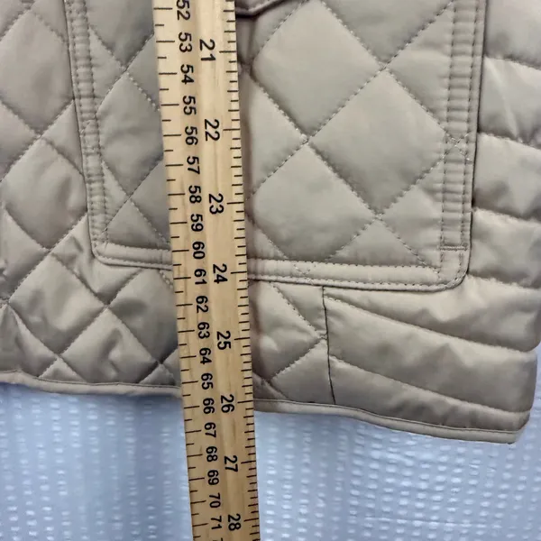 Tommy Hilfiger Womens Large Tan Quilted Utility Barn Jacket Flag Patch Coat L - Image 8