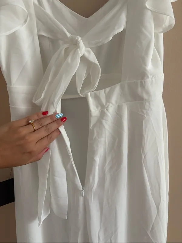 Lulus Simply Delightful White Tie-Back Flutter Sleeve Maxi Dress Size Small NWT - Image 8