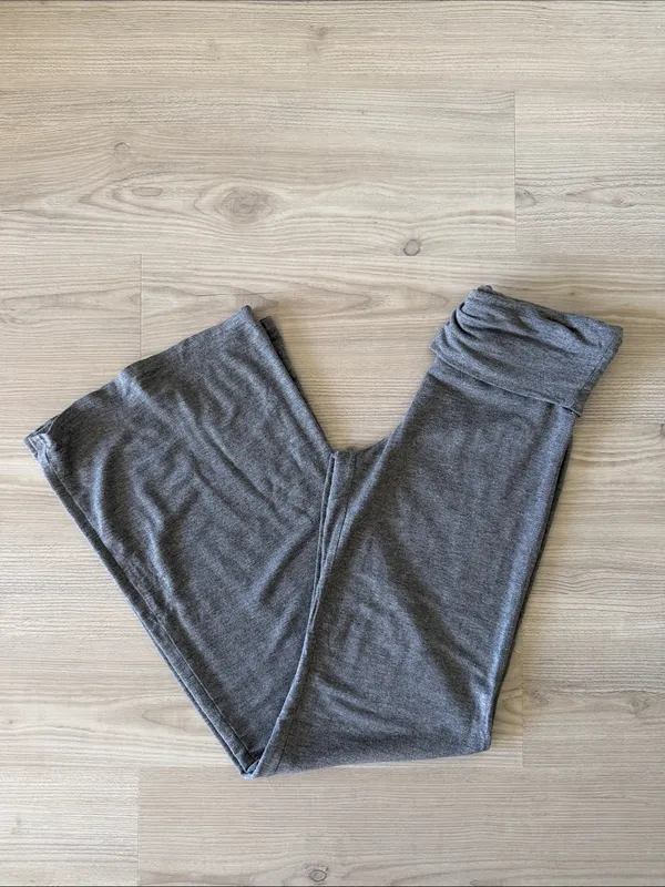 Gilly Hicks Gray Foldover Wide Leg Yoga Pants - Image 2