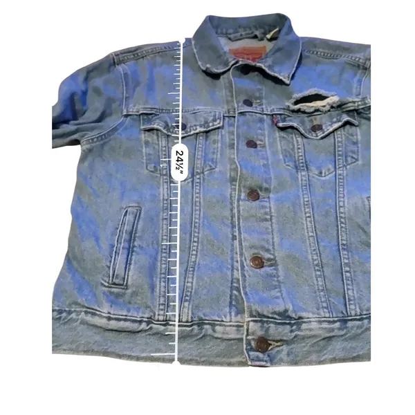 Levi's Trucker Jacket Womens Large Light Wash Distressed Denim 29944-0164 - Image 7