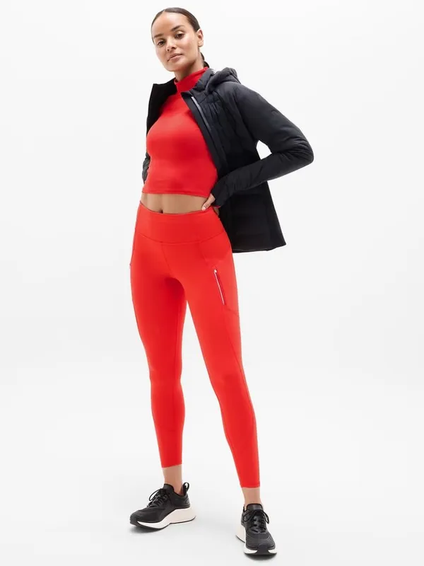 New Athleta M Rainier High Rise Legging Cardinal Red Medium Regular - Image 2