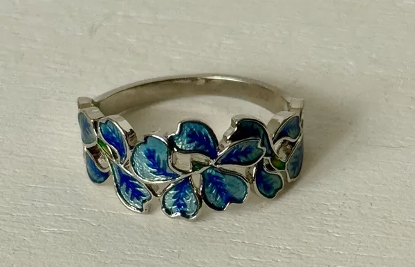 Blue Floral Ring, Size 8 - Image 4