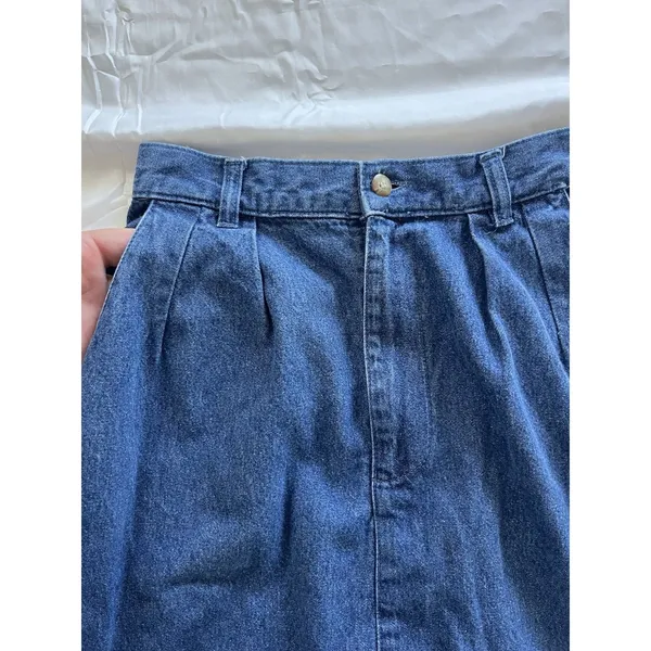 Denim Maxi Skirt Size 6 Pockets Pleated Vintage Made Is USA Y2K 90S - Image 7