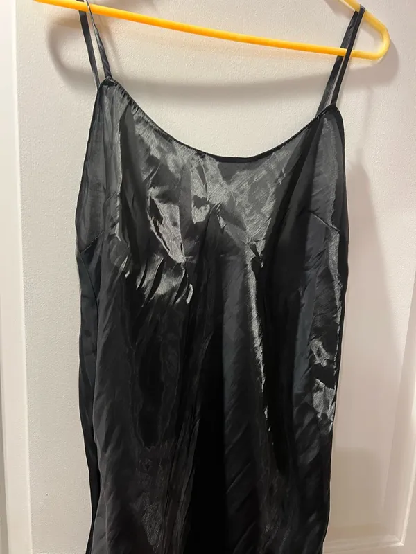 Victoria's Secret Black Satin Slip Dress with Adjustable Straps - Image 3