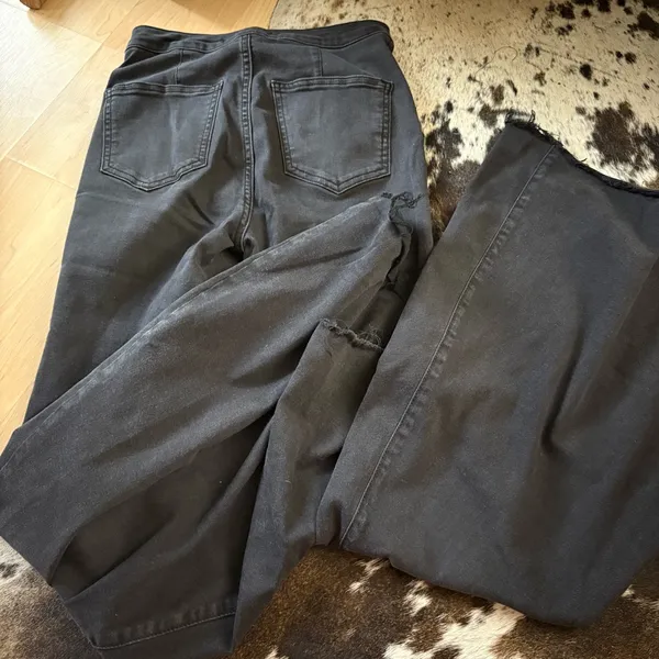 FREE PEOPLE Just Float On Ruffle Flare Jeans Wide Leg Bell Bottoms‎ Gray Size 26 - Image 6