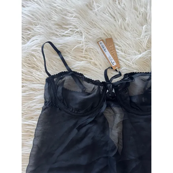 Skims Romance Babydoll Top Onyx Size Small - Image 7
