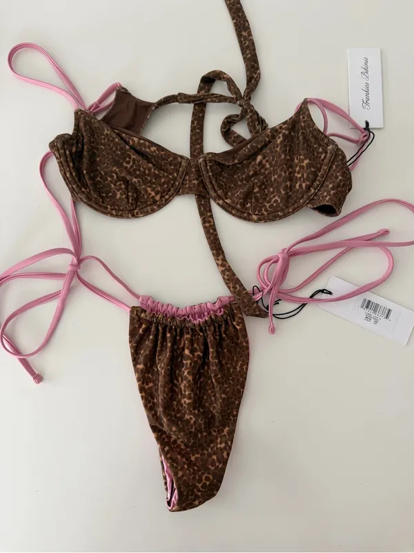 Frankie's Bikinis Brown Leopard Bikini Reversible - Image 4