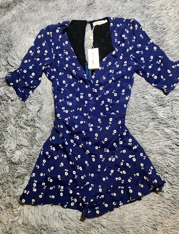 For Love & Lemons Blue Floral Romper - Image 3