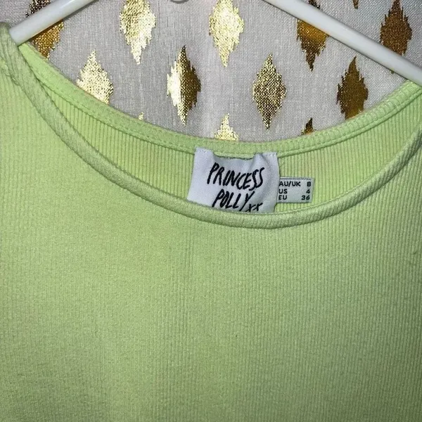 Princess Polly Naeve Tee Green Lime Green Ribbed Short Sleeve Baby Tee Crop Top - Image 3