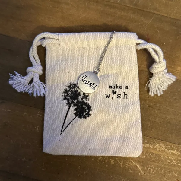 Make a Wish silver tone Grateful pendant necklace - Image 6