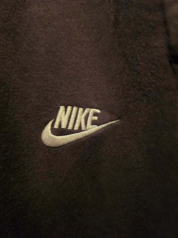 O Nike Women's Dark Charcoal Fleece Joggers with White Swoosh Small - Image 2