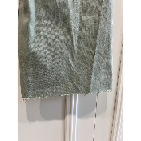 Risen Jeans Sage Green High Rise Wide Leg Cargo Pants Size 7/28 Raw Hem Boho‎ - Image 4