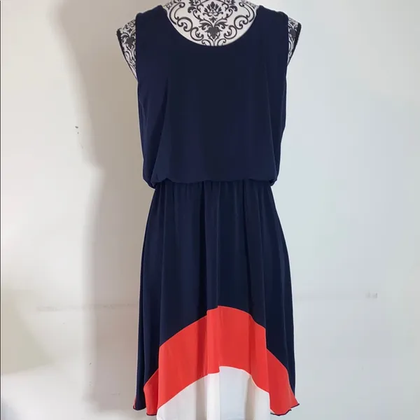 Enfocus Studio Blue and White Sleeveless Sundress Size 12 - Image 8