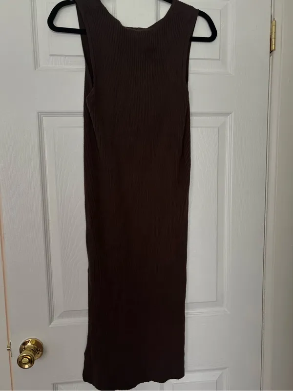 NWT Magaschoni Chocolate Brown Ribbed Sleeveless Midi Sweater Dress XL - Image 4