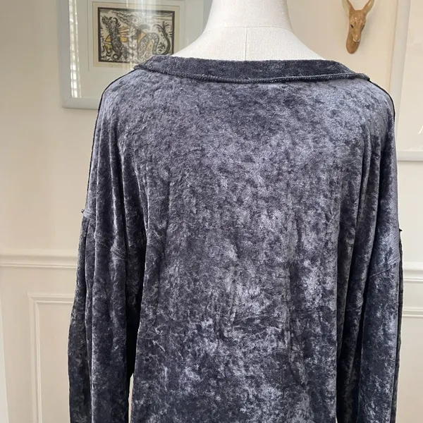 We The Free People Crushed Velvet Sweatshirt Dark Grey M - Image 6