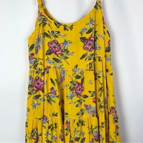Boutique Yellow & Pink Floral Sleeveless‎ Maxi Dress S - Image 3