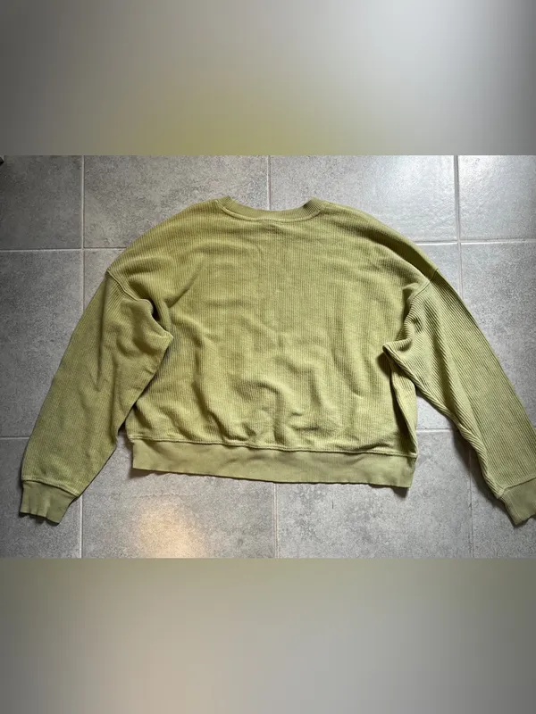 aerie Olive Green Ribbed Crew Sweatshirt - Image 2