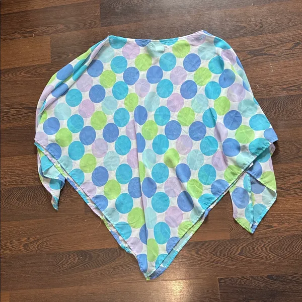 Charlotte Boho Polka Dot Poncho Top Pastel Blue Green Purple One Size Fits Most - Image 4