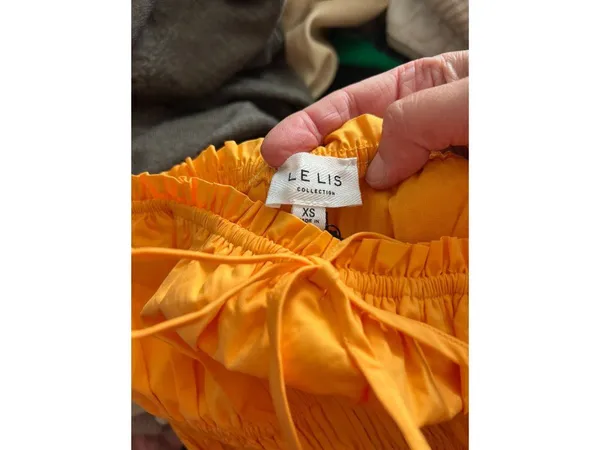 Bubble smocked strapless Mini Dress Game Day Sweetheart in Marigold Orange XS - Image 6